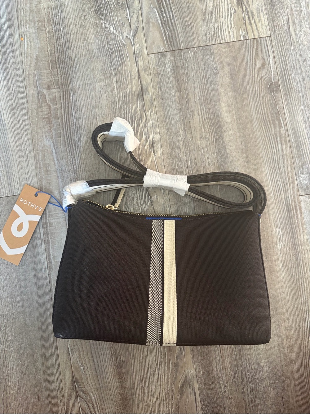 NWT Rothy's Black Crossbody Bag with Contrast Stripe